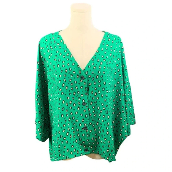 Worthington‎ Green Print Batwing Blouse (Size XL) - Picture 1 of 2